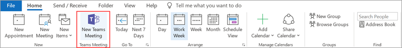 Screenshot showing the ability to schedule a new meeting